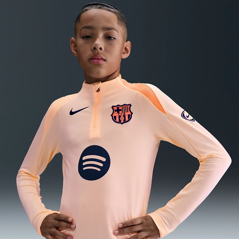 Youth Nike Light Pink Barcelona 2025/26 Strike Drill Quarter-Zip Dri-FIT Long Sleeve Top