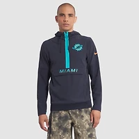 Men's Nike Pitch Blue Miami Dolphins 2025 Rivalries Collection Sideline Anorak Half-Zip Hoodie Jacket