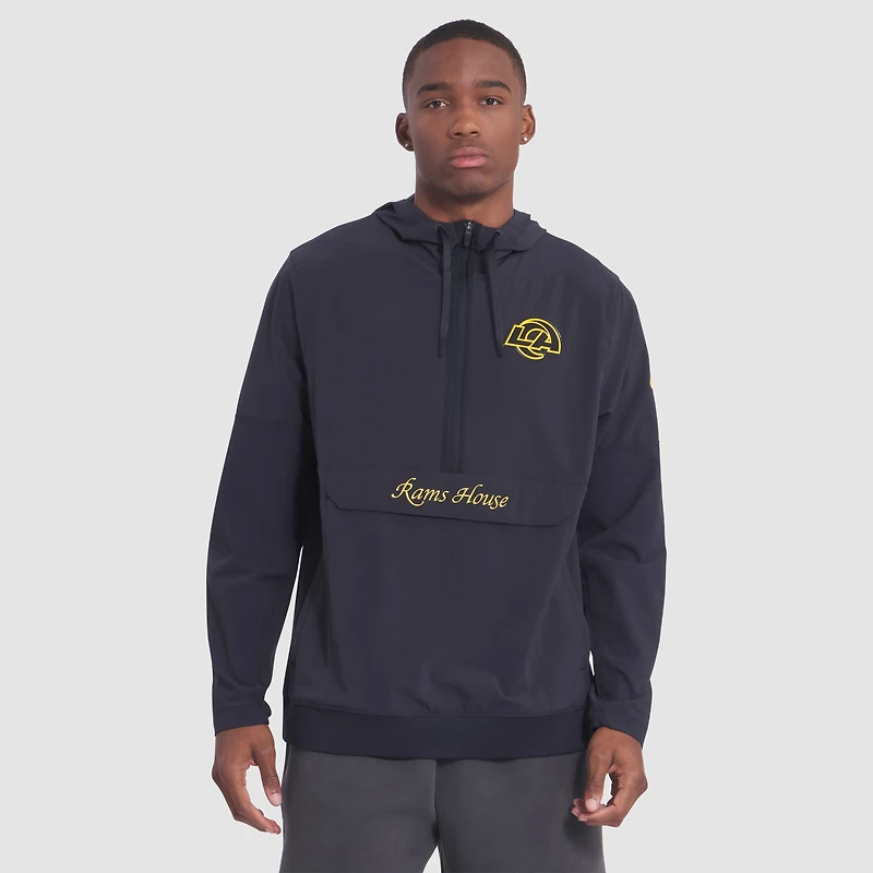 Men's Nike Midnight Blue Los Angeles Rams 2025 Rivalries Collection Sideline Anorak Half-Zip Hoodie Jacket