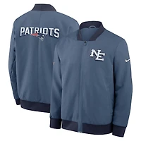 Men's Nike  Storm Blue New England Patriots 2025 Rivalries Collection Sideline Full-Zip Bomber Jacket
