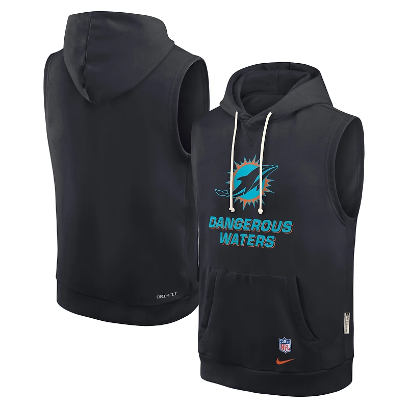 Men's Nike Pitch Blue Miami Dolphins 2025 Rivalries Collection Standard Issue Sideline Dri-FIT Sleeveless Hoodie