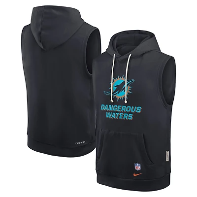 Men's Nike Pitch Blue Miami Dolphins 2025 Rivalries Collection Standard Issue Sideline Dri-FIT Sleeveless Hoodie