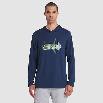 Men's Nike College Navy Seattle Seahawks 2025 Rivalries Collection Sideline Dri-FIT Long Sleeve Hoodie T-Shirt