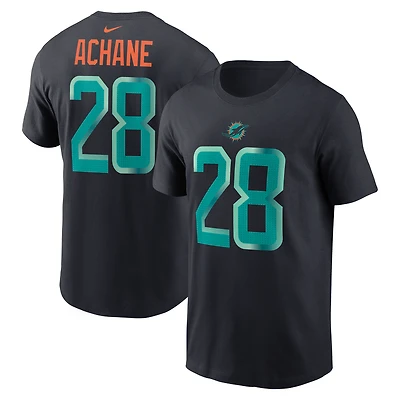 Men's Nike De’Von Achane Pitch Blue Miami Dolphins 2025 Rivalries Collection Player Name & Number T-Shirt
