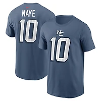 Men's Nike Drake Maye Storm Blue New England Patriots 2025 Rivalries Collection Player Name & Number T-Shirt