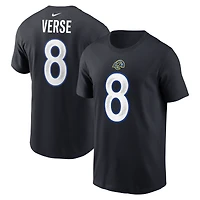 Men's Nike Jared Verse Midnight Blue Los Angeles Rams 2025 Rivalries Collection Player Name & Number T-Shirt