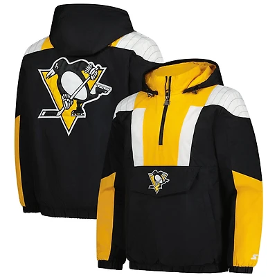 Men's Starter  Black Pittsburgh Penguins Charger Half-Zip Pullover Hoodie