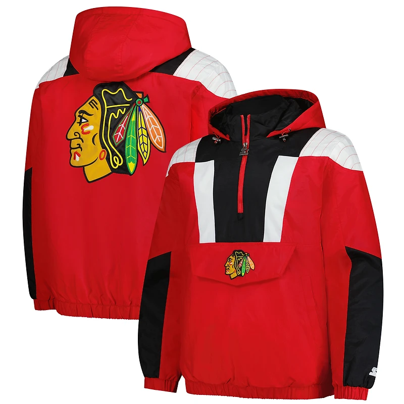 Men's Starter  Red Chicago Blackhawks Charger Half-Zip Pullover Hoodie