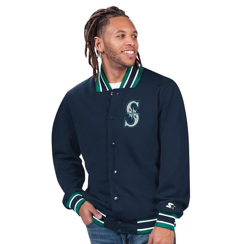 Men's Starter Navy Seattle Mariners Varsity Full-Snap Jacket