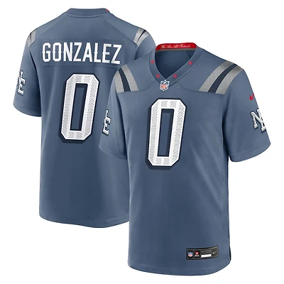 Men's Nike Christian Gonzalez Storm Blue New England Patriots 2025 Rivalries Collection Game Jersey