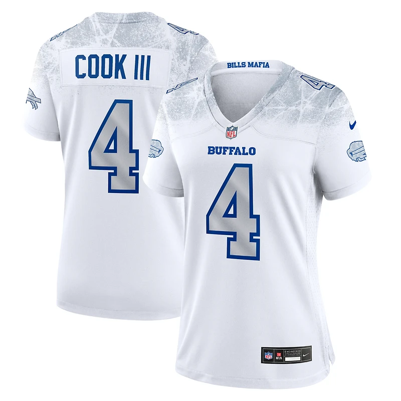 Women's Nike James Cook III White Buffalo Bills 2025 Rivalries Collection Game Jersey