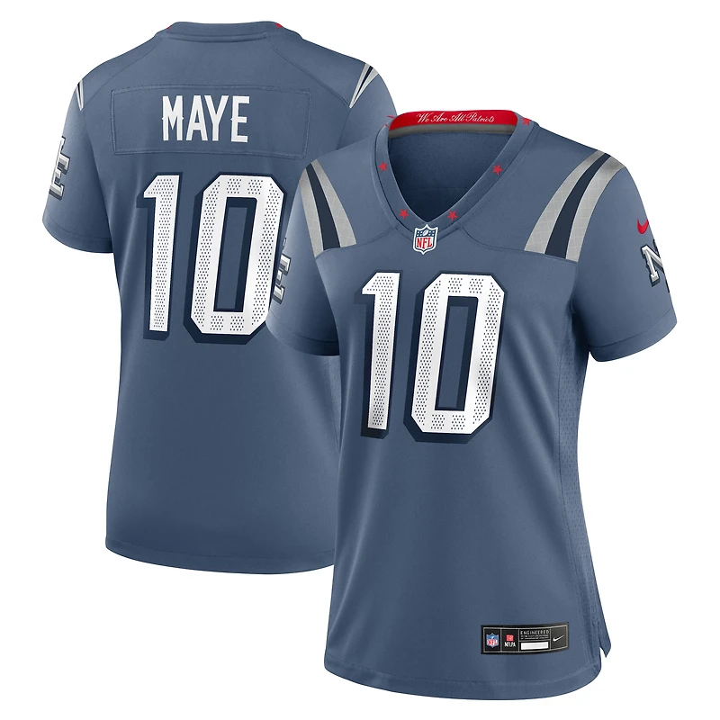 Women's Nike Drake Maye Storm Blue New England Patriots 2025 Rivalries Collection Game Jersey