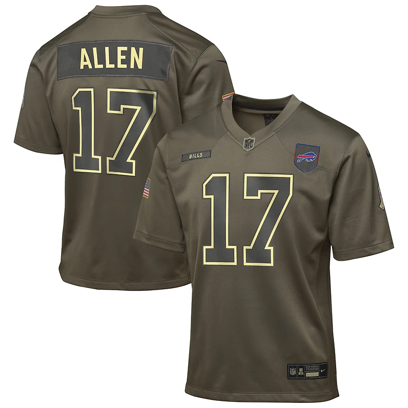 Youth Nike Josh Allen Olive Buffalo Bills 2025 Salute to Service Game Jersey