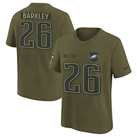 Youth Nike Saquon Barkley Olive Philadelphia Eagles 2025 Salute to Service Name & Number T-Shirt