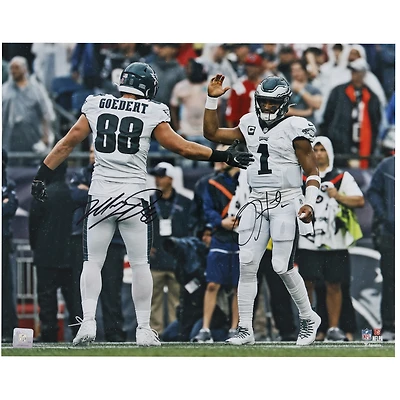 Jalen Hurts & Dallas Goedert Philadelphia Eagles Autographed 16" x 20" Celebration Photograph