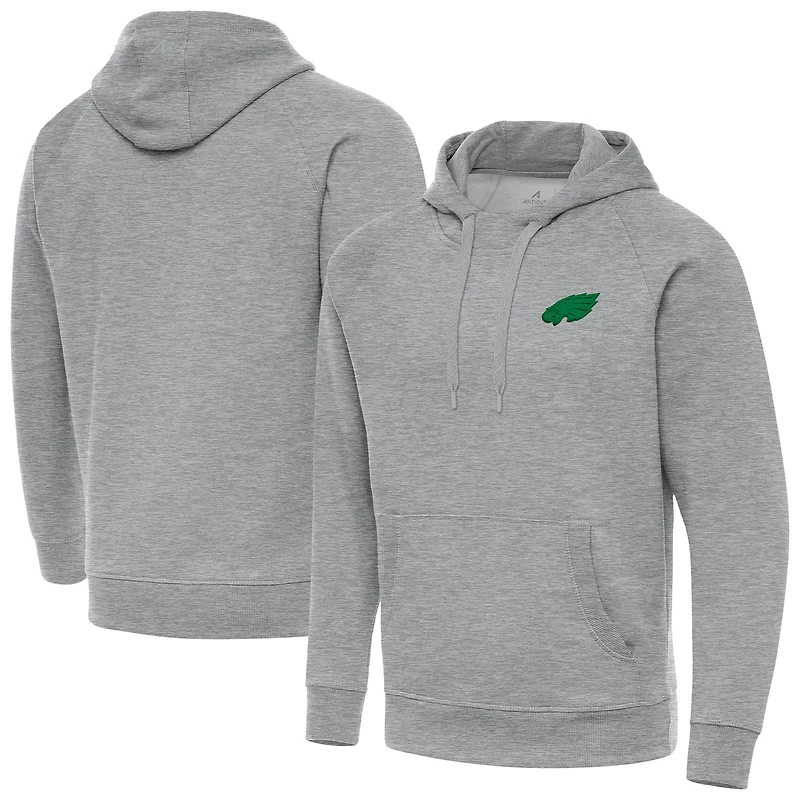 Men's Antigua Heather Gray Philadelphia Eagles St. Patrick's Day Victory Pullover Hoodie