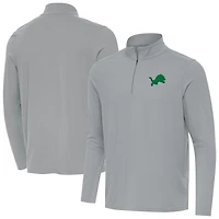 Men's Antigua  Gray Detroit Lions St Patrick Day Intent Quarter-Zip Pullover Top