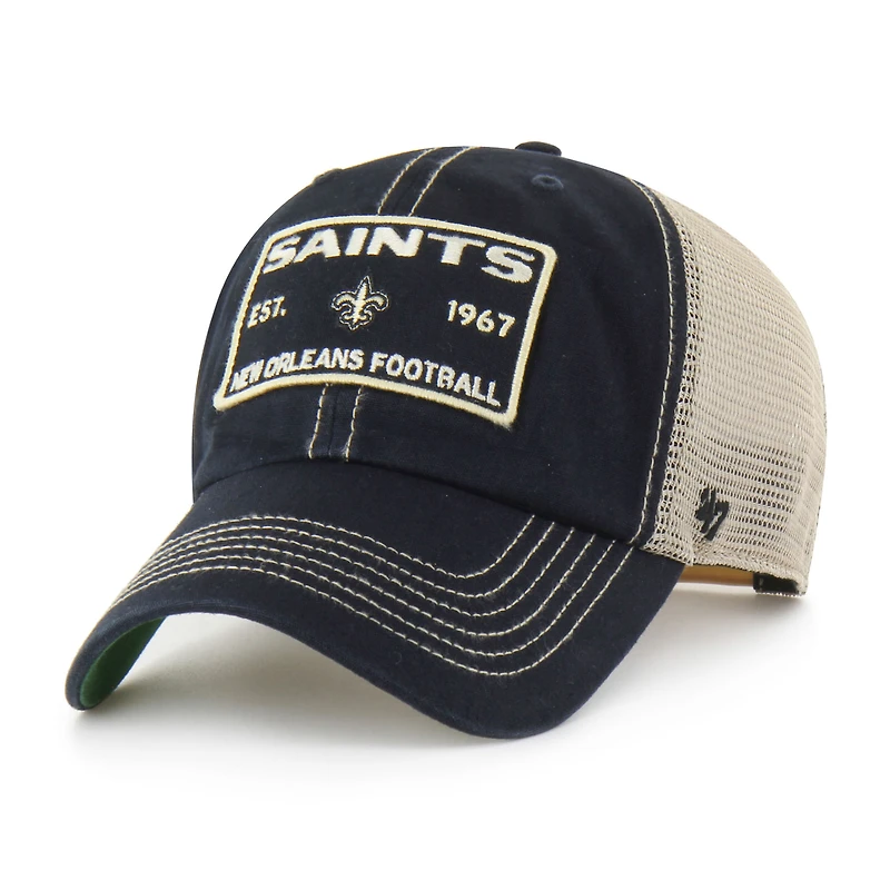 Men's '47  Black New Orleans Saints Wabash Trucker Clean Up Adjustable Hat