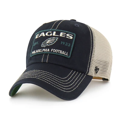Men's '47  Black Philadelphia Eagles Wabash Trucker Clean Up Adjustable Hat