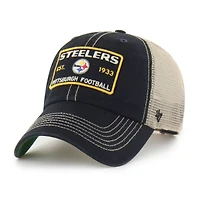 Men's '47  Black Pittsburgh Steelers Wabash Trucker Clean Up Adjustable Hat