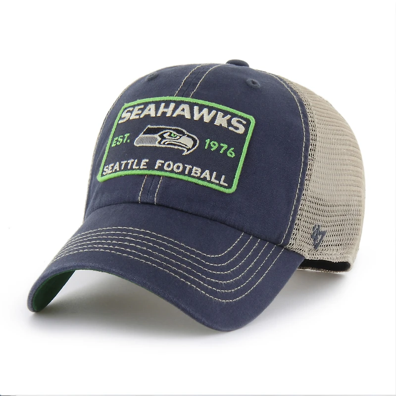 Men's '47  College Navy Seattle Seahawks Wabash Trucker Clean Up Adjustable Hat