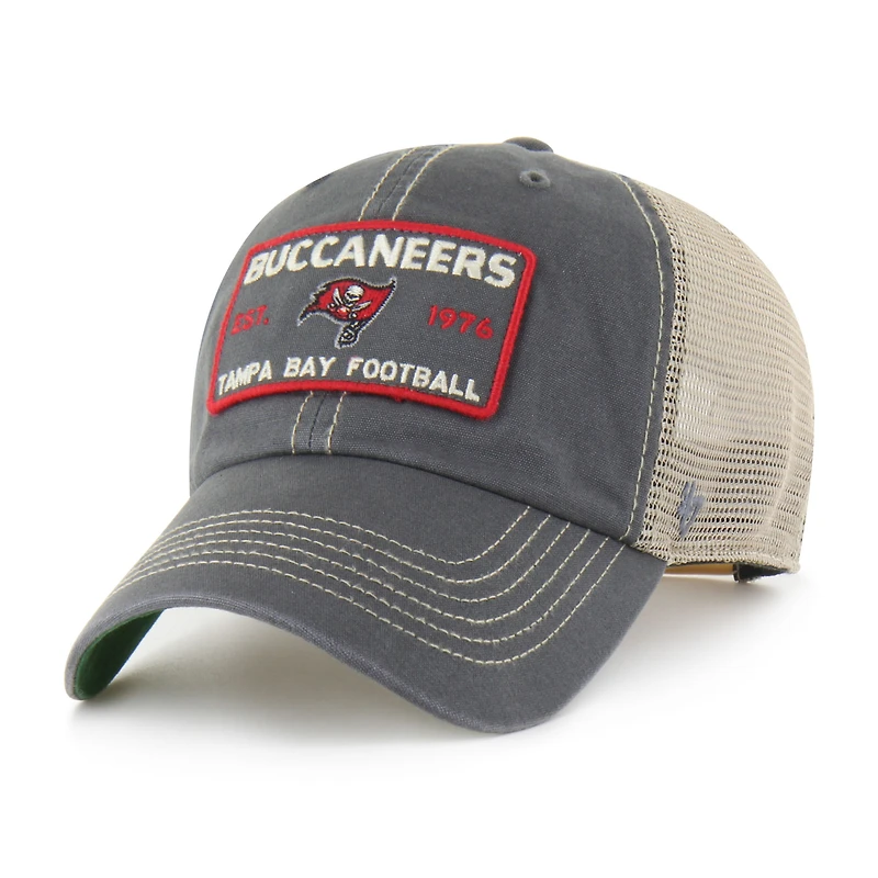 Men's '47  Pewter Tampa Bay Buccaneers Wabash Trucker Clean Up Adjustable Hat