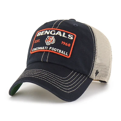 Men's '47  Black Cincinnati Bengals Wabash Trucker Clean Up Adjustable Hat