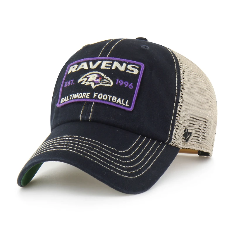 Men's '47  Black Baltimore Ravens Wabash Trucker Clean Up Adjustable Hat
