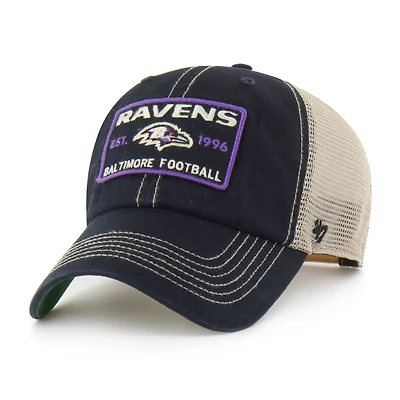 Men's '47  Black Baltimore Ravens Wabash Trucker Clean Up Adjustable Hat