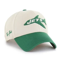 Men's '47 Cream/Kelly Green New York Jets Fairfield MVP Throwback Adjustable Hat
