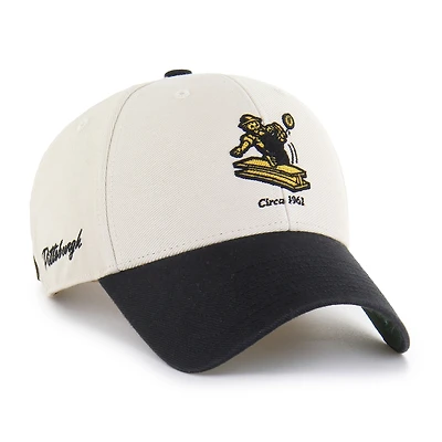 Men's '47 Cream/Black Pittsburgh Steelers Fairfield MVP Throwback Adjustable Hat