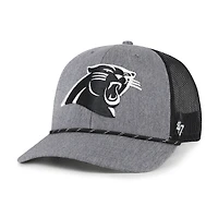 Men's '47 Heather Charcoal Carolina Panthers Carbon Rope Trucker Adjustable Hat