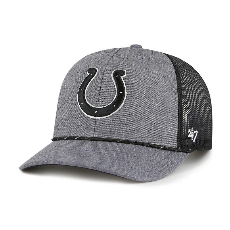 Men's '47 Heather Charcoal Indianapolis Colts Carbon Rope Trucker Adjustable Hat