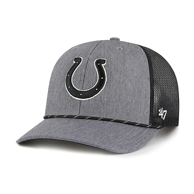 Men's '47 Heather Charcoal Indianapolis Colts Carbon Rope Trucker Adjustable Hat
