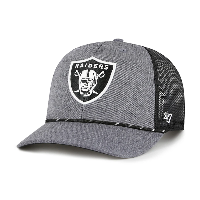 Men's '47 Heather Charcoal Las Vegas Raiders Carbon Rope Trucker Adjustable Hat