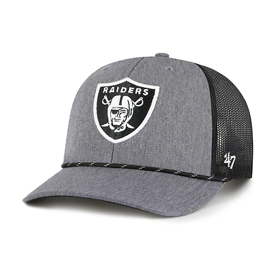 Men's '47 Heather Charcoal Las Vegas Raiders Carbon Rope Trucker Adjustable Hat