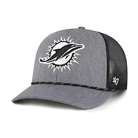 Men's '47 Heather Charcoal Miami Dolphins Carbon Rope Trucker Adjustable Hat