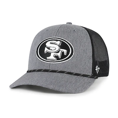 Men's '47 Heather Charcoal San Francisco 49ers Carbon Rope Trucker Adjustable Hat