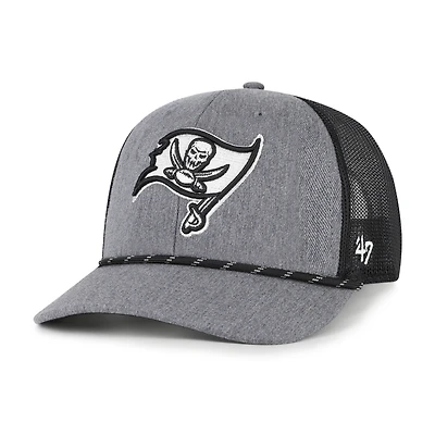 Men's '47 Heather Charcoal Tampa Bay Buccaneers Carbon Rope Trucker Adjustable Hat
