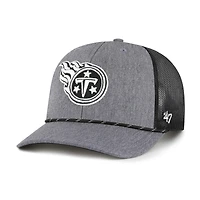 Men's '47 Heather Charcoal Tennessee Titans Carbon Rope Trucker Adjustable Hat
