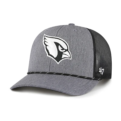 Men's '47 Heather Charcoal Arizona Cardinals Carbon Rope Trucker Adjustable Hat