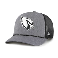 Men's '47 Heather Charcoal Arizona Cardinals Carbon Rope Trucker Adjustable Hat