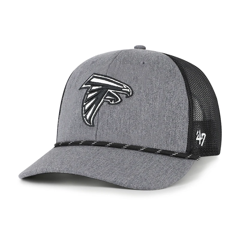 Men's '47 Heather Charcoal Atlanta Falcons Carbon Rope Trucker Adjustable Hat