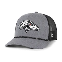 Men's '47 Heather Charcoal Baltimore Ravens Carbon Rope Trucker Adjustable Hat