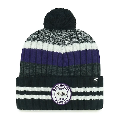 Men's '47 Baltimore Ravens Quiver Cuffed Knit Hat with Pom