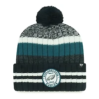 Men's '47 Black Philadelphia Eagles Quiver Cuffed Knit Hat with Pom