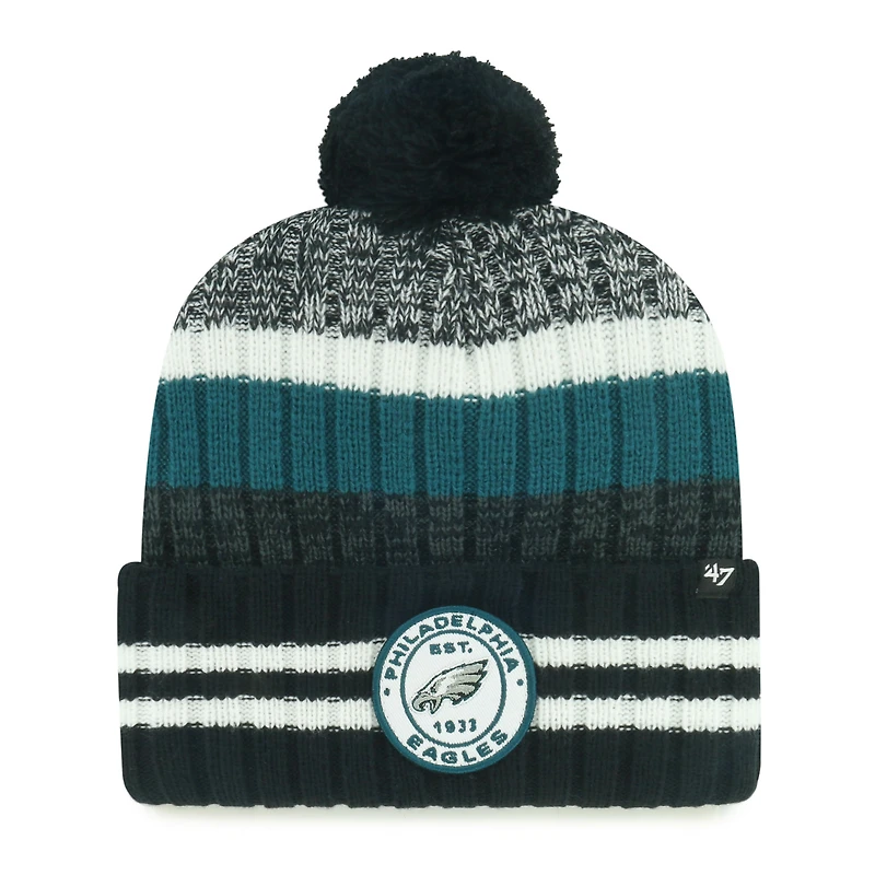 Men's '47 Black Philadelphia Eagles Quiver Cuffed Knit Hat with Pom