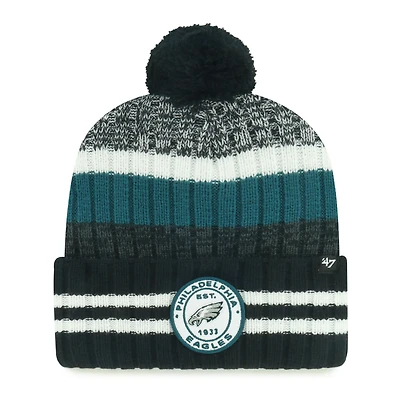 Men's '47 Black Philadelphia Eagles Quiver Cuffed Knit Hat with Pom
