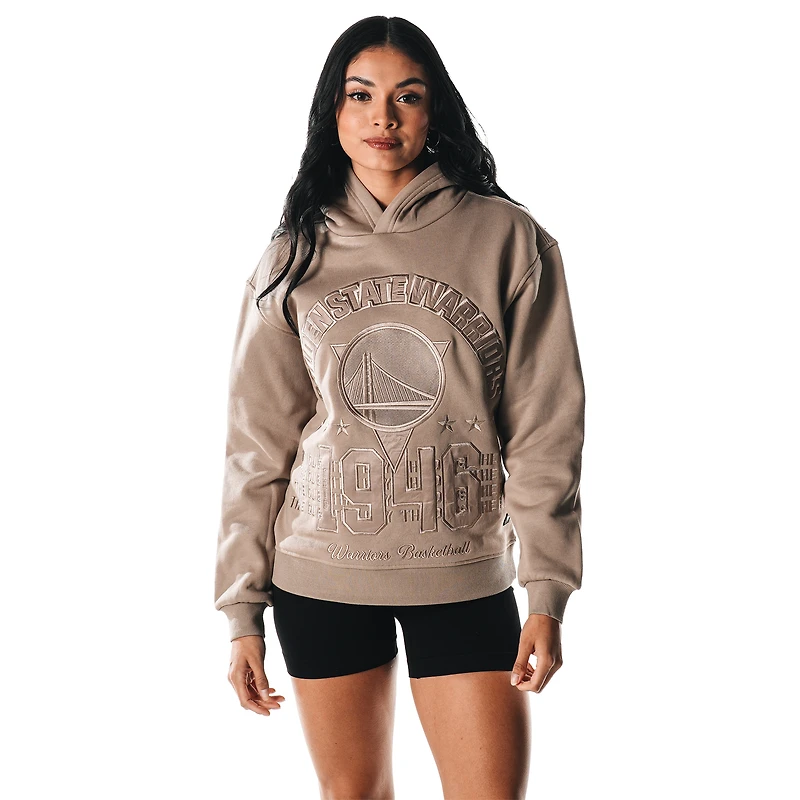 Women's The Wild Collective Gray Golden State Warriors Satin Pullover Hoodie