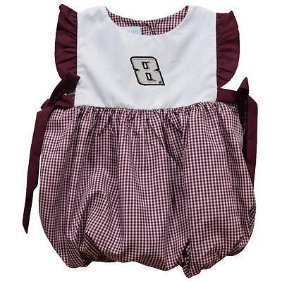Girl's Infant Vive La Fete  Maroon Kyle Busch Gingham Bubble Dress